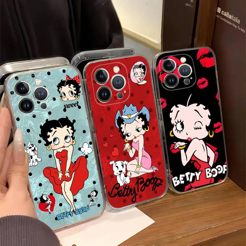 B-Betty Girl B-Boops Handyhülle für iPhone 17 16 15 14 13 11 12 Pro Max 16 Plus Transparent