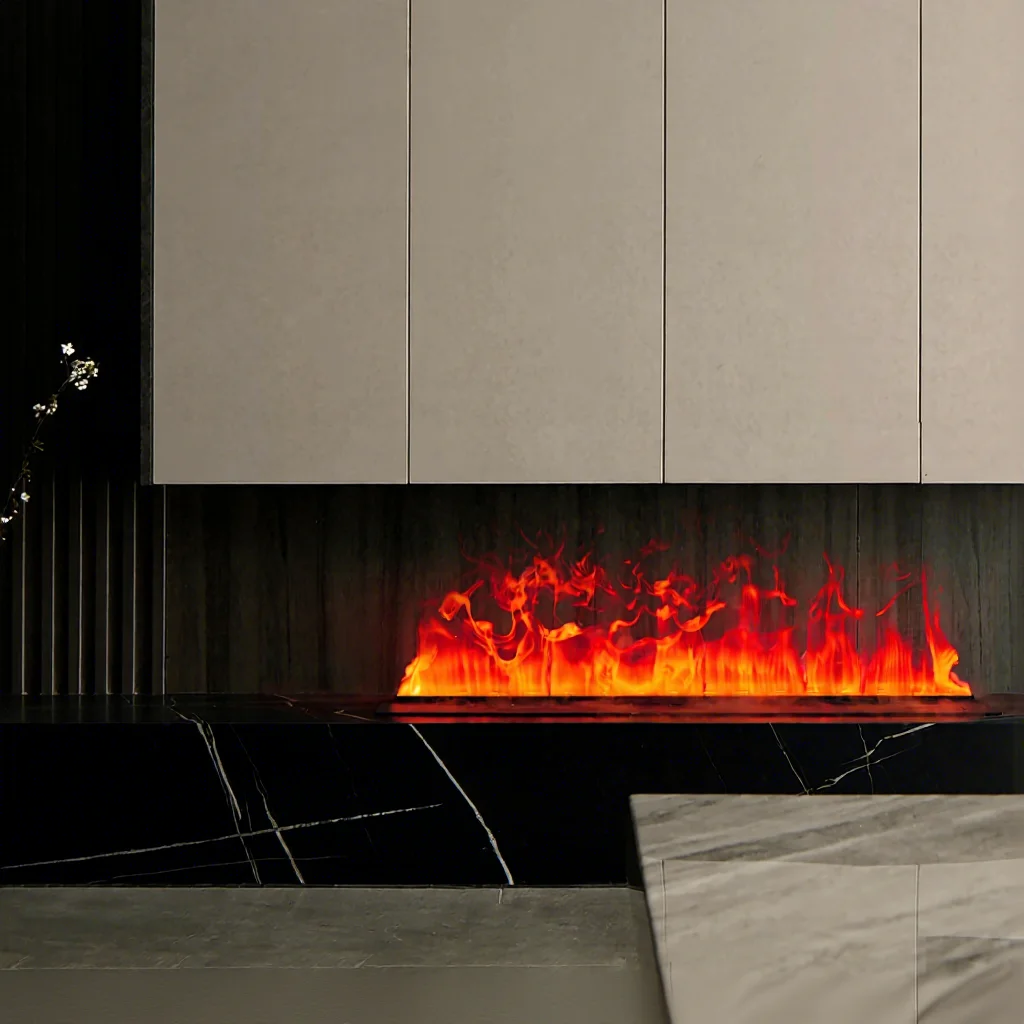 WIFI APP Control Supersonic Atomization Polychromatic Flame 1500mm Embedded 3d Atomizing Steam Water Electric Fireplace