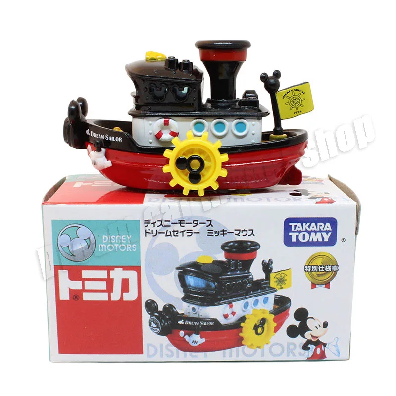 1:64 TOMICA Snoopy Donald Duck's Dream Ship, motocicleta de Mickey, modelo fundido a presión, colección de coches, coches de juguete, regalos al por mayor