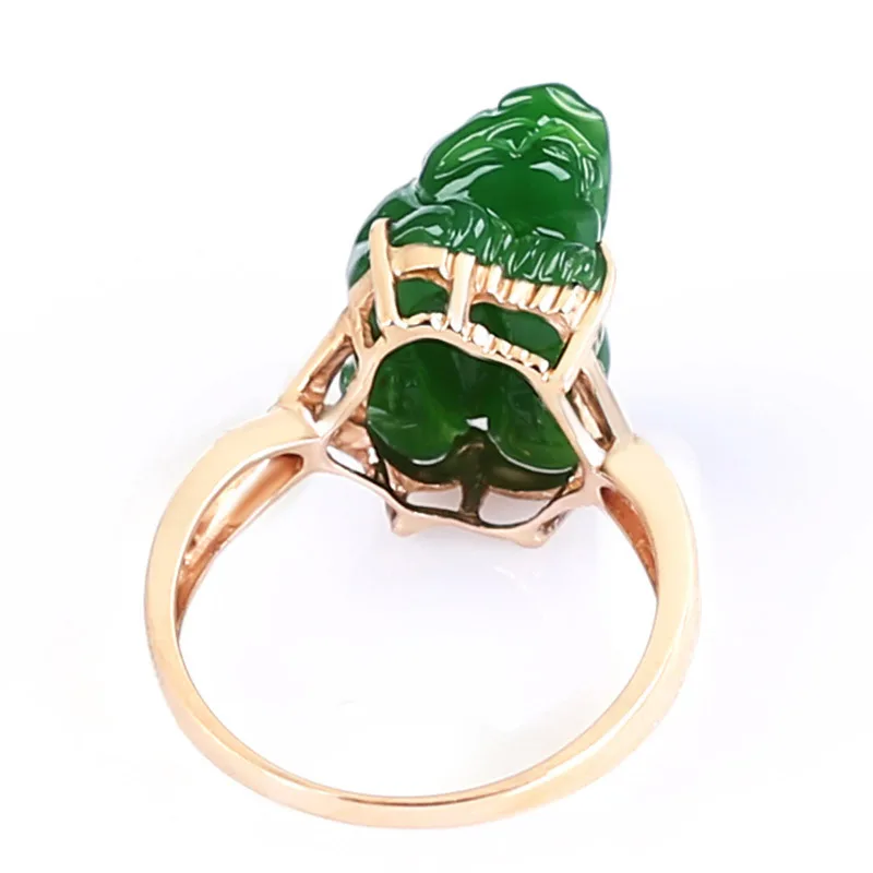 Hetian Jade Espinafre Verde Jasper Anel De Prata, Atacado