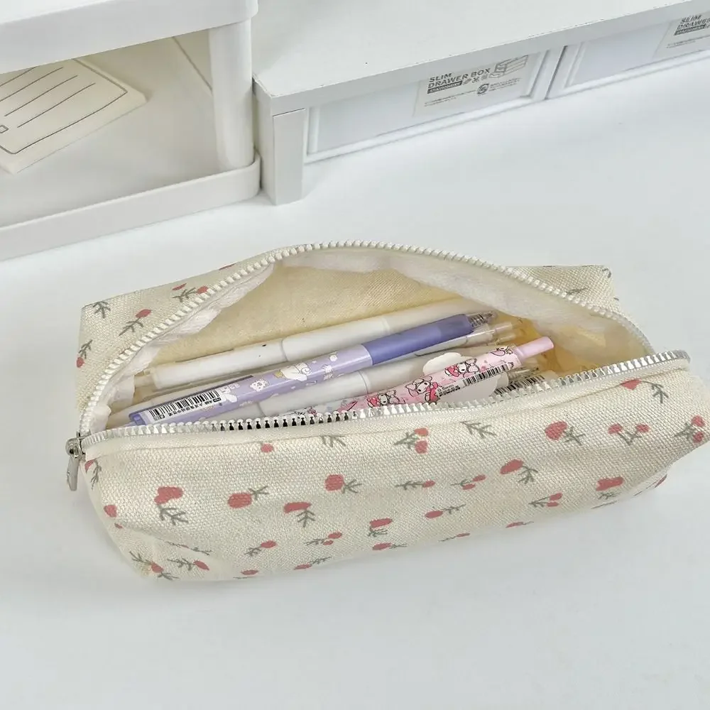 Pequeno fresco floral caneta saco grande capacidade lápis caso multifuncional saco de armazenamento de papelaria estudante escola organizador suprimentos