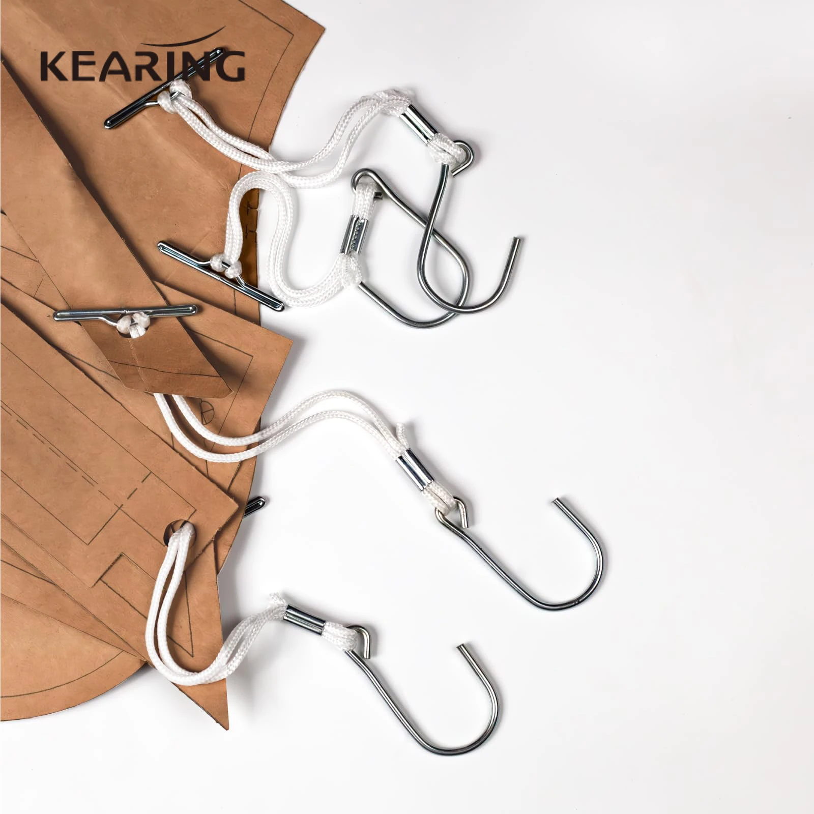 Kearing 12pcs Pattern Hook With Cord To Hold Pattern Pieces Together In Storage Knotted And Metal Clamped  for Hold Sloper