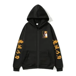 Sudadera con capucha de manga larga para hombre y mujer, sudadera con cremallera de Anime Demon Slayer, Kyojuro Rengoku, ropa de calle de invierno