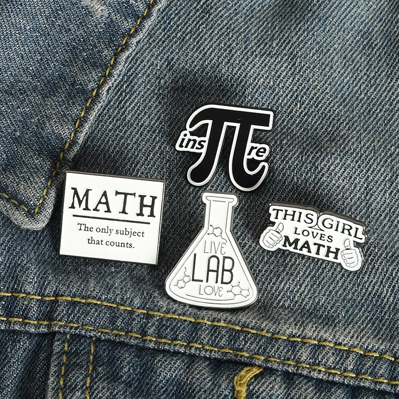Mathematical Chemistry Sign Brooch Pins Creativity Teaching Theme Metal Badge Lapel Pin bag Scarf Buckle Collar Needle Accessory