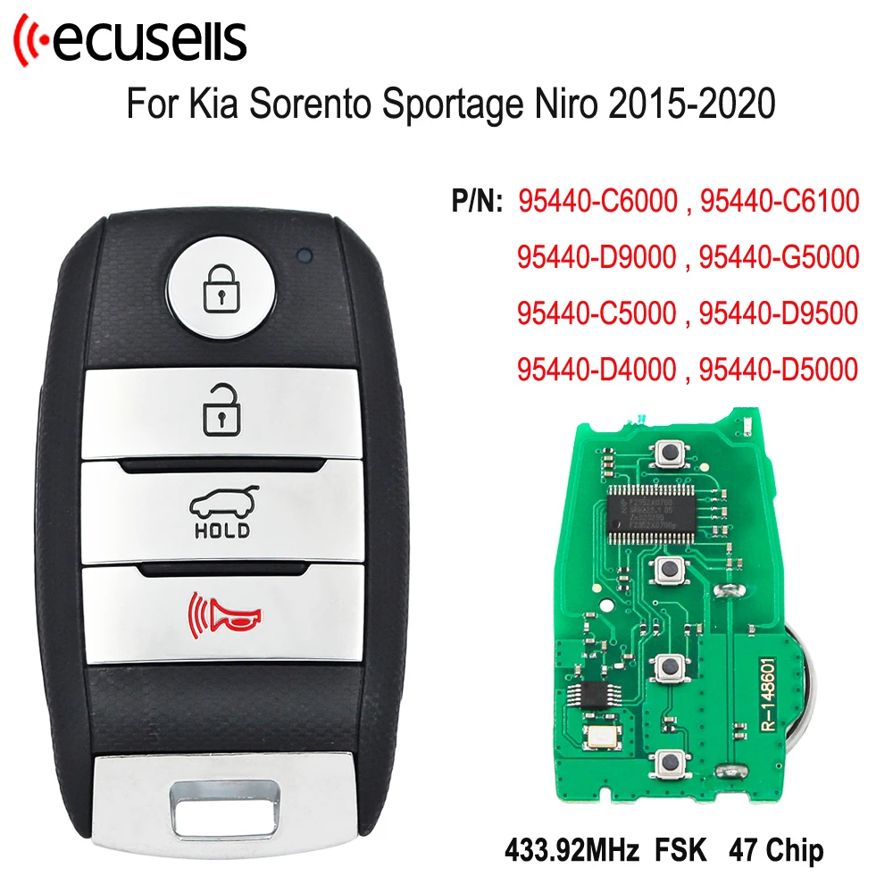 Ecusells 95440-C6000 95440-C6100 D9000 G5000 C5000 D9500 D4000 D5000 Genuine / Aftermarket for Kia Sorento 2015-2019 Smart Key