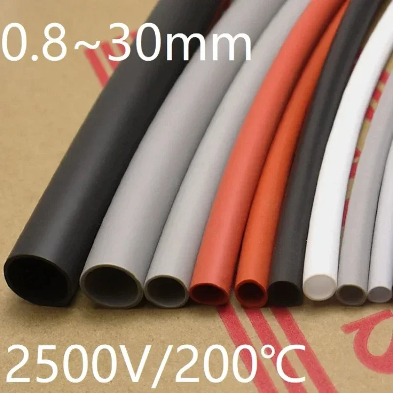 

0.8~30mm Diameter Silicone Heat Shrink Tube Flexible Cable Sleeve Insulated 2500V High Temperature Soft DIY Wire Wrap Protector