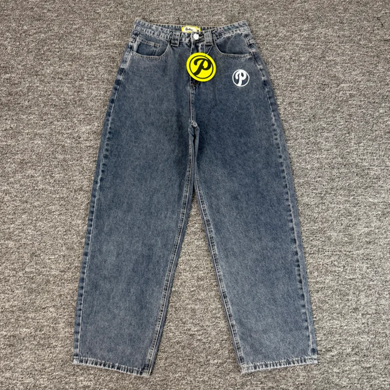 Vintage Trend Protect Jeans Streetwear High Quality Embroidery Straight-leg Denim Trousers Real Photo