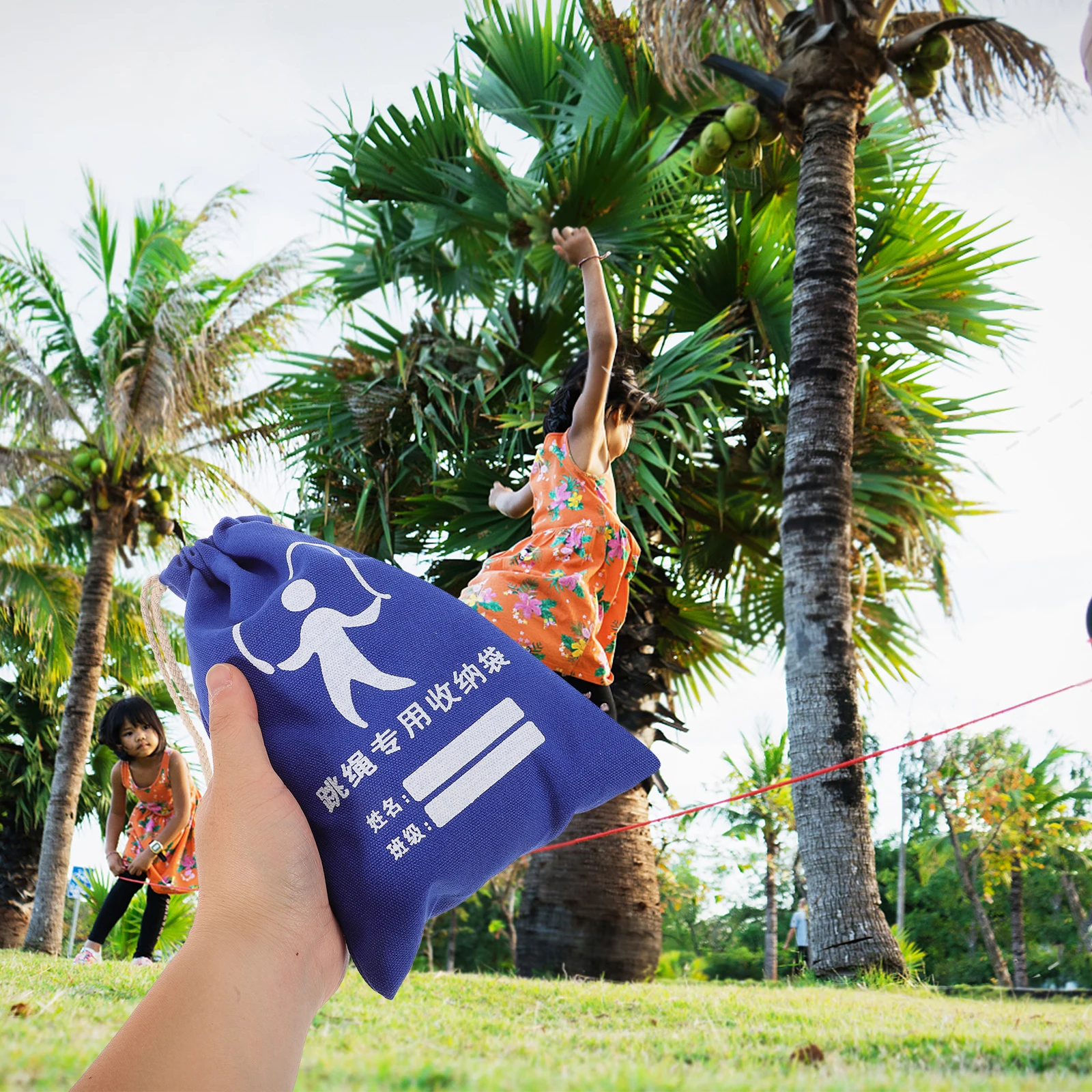 

Skipping Rope Drawstring Canvas Bag Jumping Rope Storage Sports Tool Water Bottle Carrier Lightweight