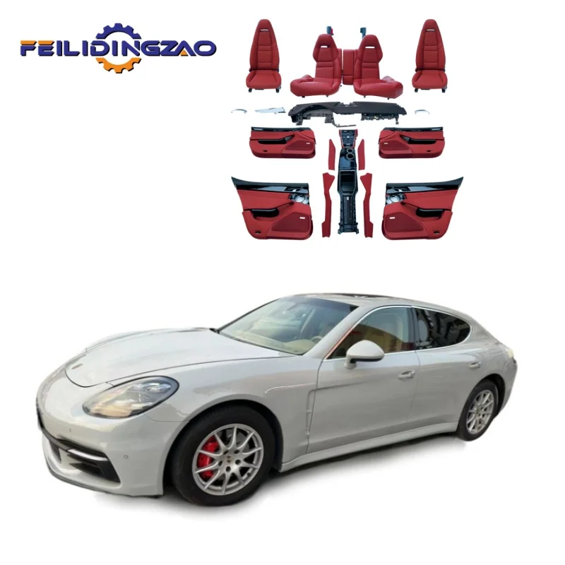 FLDZ Deluxe Seats Doors Steering Wheels Center Console Saddle Gauges Upgraded P-orsche Panamera 970-971 Interior Kit