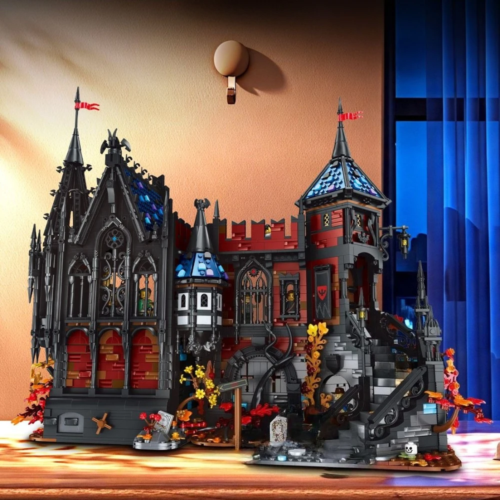 

MOC Vampire Adventure Ghost Haunted Castle Twon Building Blocks Demo Dark Themed Thrilling Citadel Toys Children Birthday Gifts