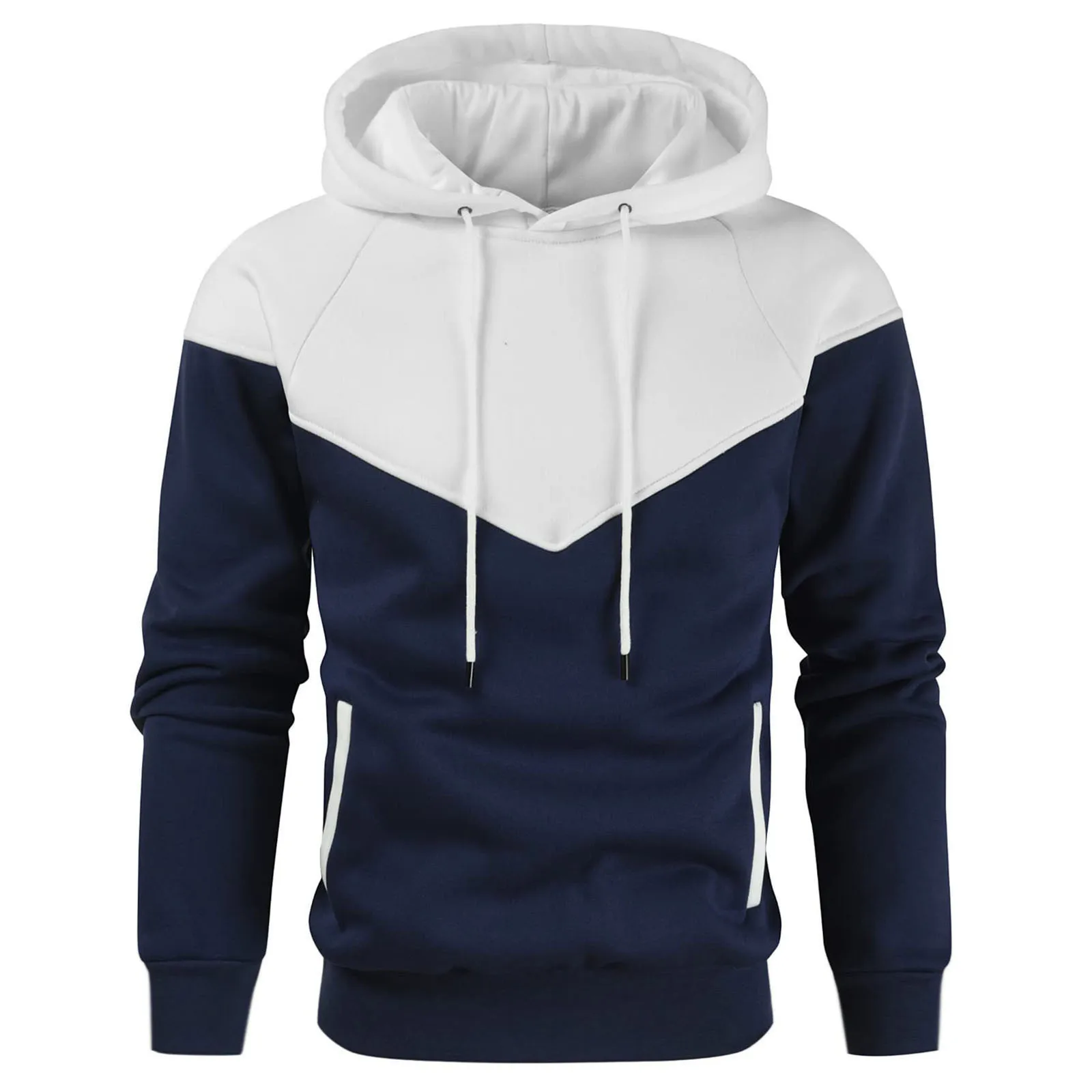 2024 New Men\'s Autumn/Winter Splicing Hoodie Outdoor Casual Sportswear Street Fashion Fleece Warm Loose Hoodie
