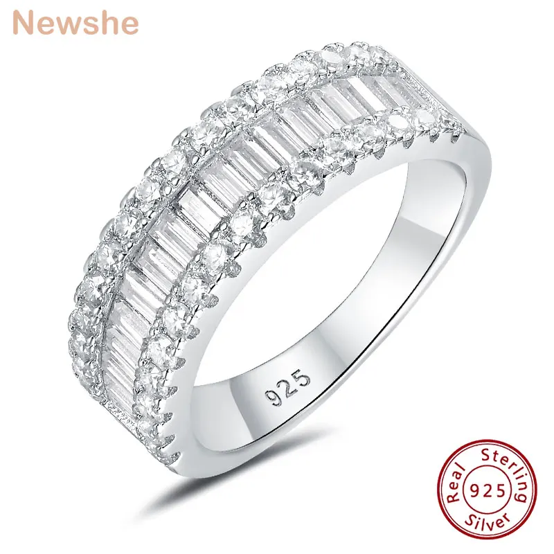 

Newshe D Color Moissanite Rings for Women Half Eternity Band 925 Sterling Silver Wedding Engagement Stunning Jewelry Ring