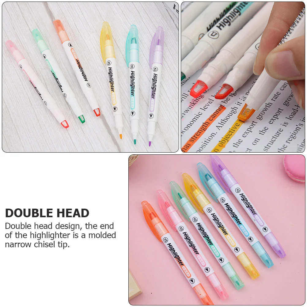 Imagem -04 - Double Ended Plastic Highlighter e Broad Tip Highlighter Marker Cor Suave Estudantes Papelaria Pcs