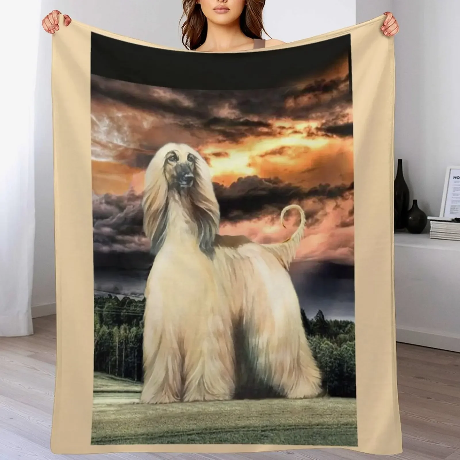 

The Majestic Afghan Hound. Masked Gold. Throw Blanket Soft Beds Summer Custom Sleeping Bag Blankets