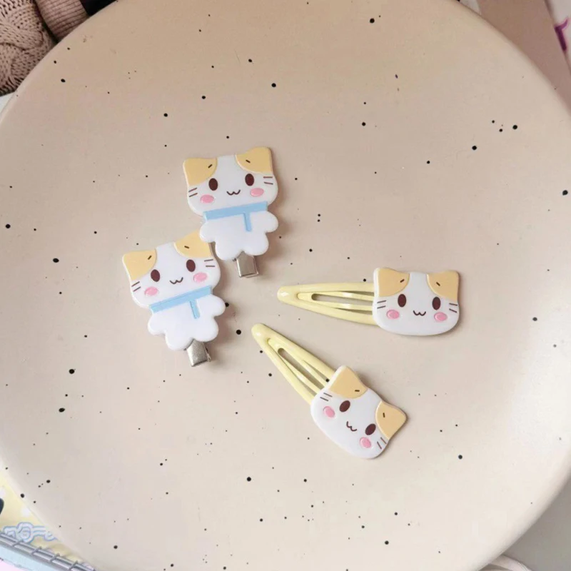 2PCS Cartoon Flauschigen Fuwa Nyanko Katze Haar Clip Kawaii Haarnadel Süße BB Clips Barrettes Niedlichen Tier Entenschnabel Clip haar Zubehör