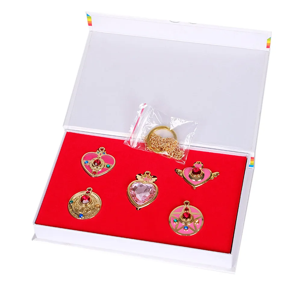 5 sztuk/partia Anime Sailor Moon Tsukino Usagi smoxedo Venus naszyjnik zestaw Cosplay figurki akcesoria zabawki prezenty