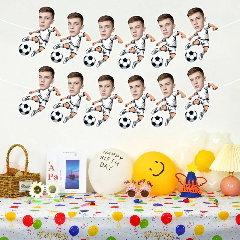 6/12pcs Bannières et drapeaux suspendus personnalisables sur le thème des passionnés de football pour chambre, salon, portes et fenêtres