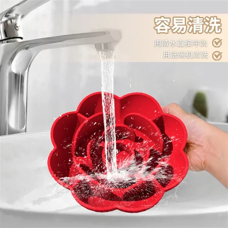 Pet Supplies Silicone Slow Food Bowl Rose Shape Dog Bowl Cat Anti-Choking and Anti-Knocking Food Bowl with Suction Cup