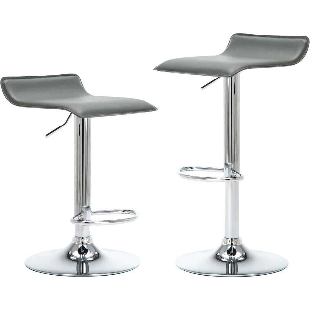 

NOBPEINT Contemporary Chrome Air Lift Adjustable Swivel Bar Stool, Set of 2, Gray