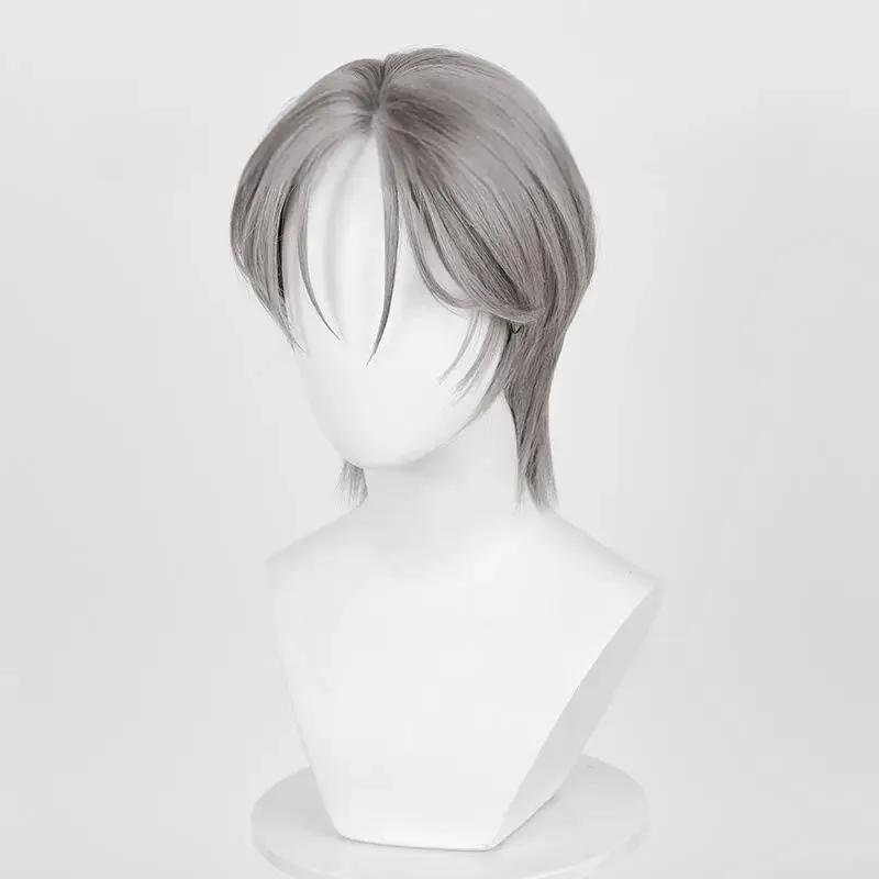 New 2025 Anime Alien Stage Till Cosplay Wig Men Silver Gray Short Hair Heat Resistant Synthetic Wigs Cap Carnival Halloween Prop