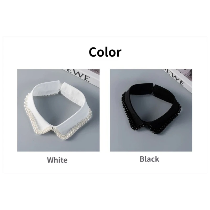 False Elaborate Shawl Collar Elegant Pearls Sweet False Collar Detachable for Lady Delicate Jeweled Collar