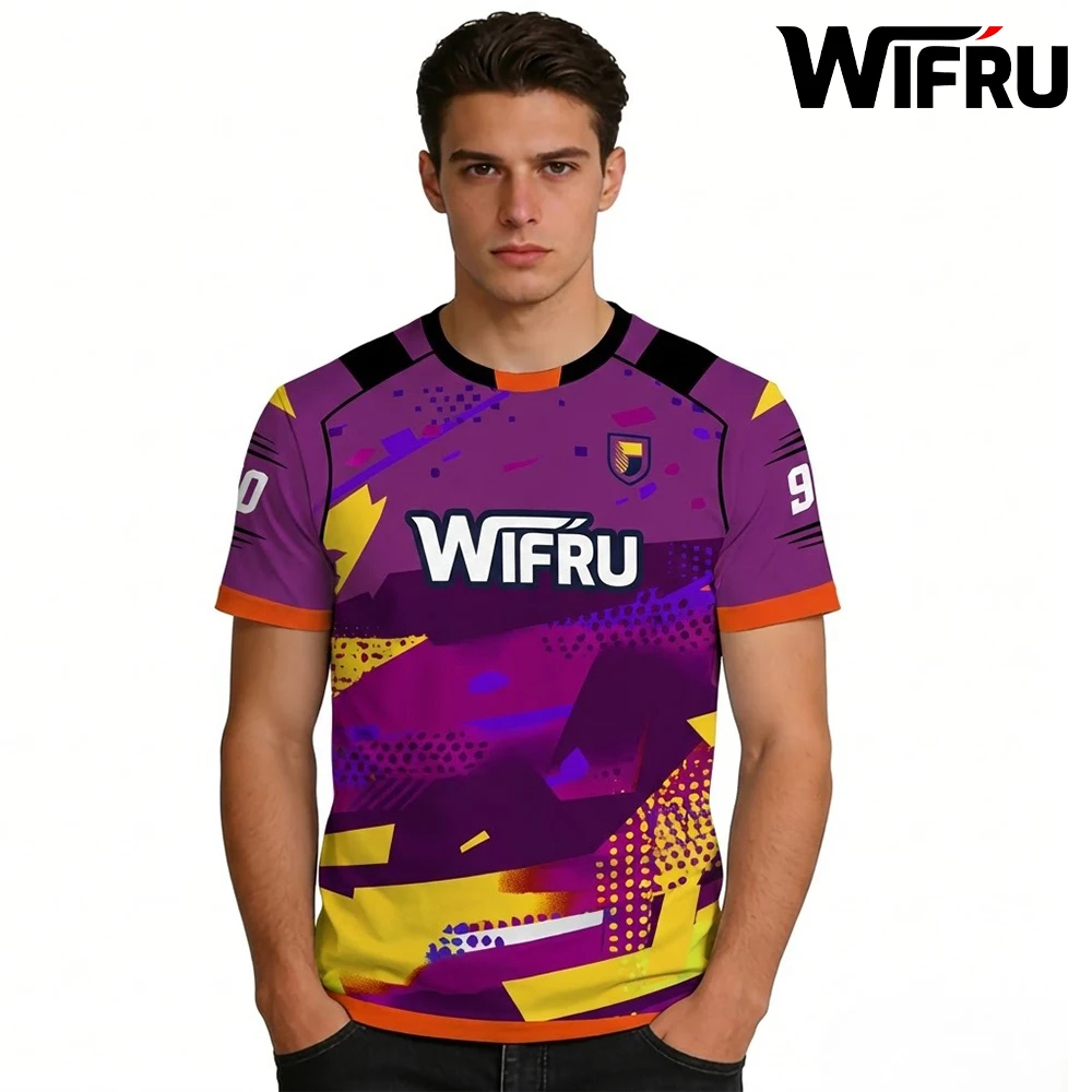 

New Summer Customizable Football Jersey Men's Sports Breathable T-shirts WIFRU Kid's Unisex O-Neck Short Sleeve top Boys Gift