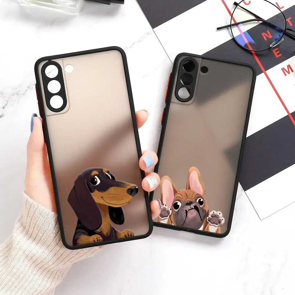 Boston Terrier Pug Dog French Bulldog S23 Ultra Case For Samsung S24 S22 Ultra Case S23 S21 Plus S20 FE 10 Matte Cover Dachshund