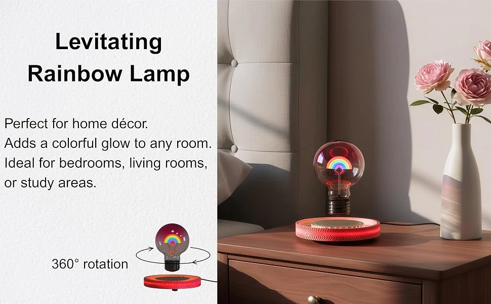 Schwebende Lampe Büro Zimmer Schreibtisch Deko Ornament Magnetische Ambientebeleuchtung Schwebende Regenbogen-Glühbirne Schreibtischlampe Einzigartige Geschenke – Detail 1