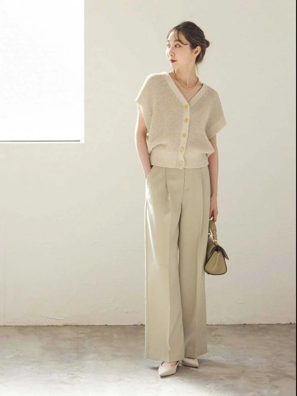   Klassische japanische SLE-Strickweste Fre und Straight Retro V-ne Color Metal Bule Svel Top