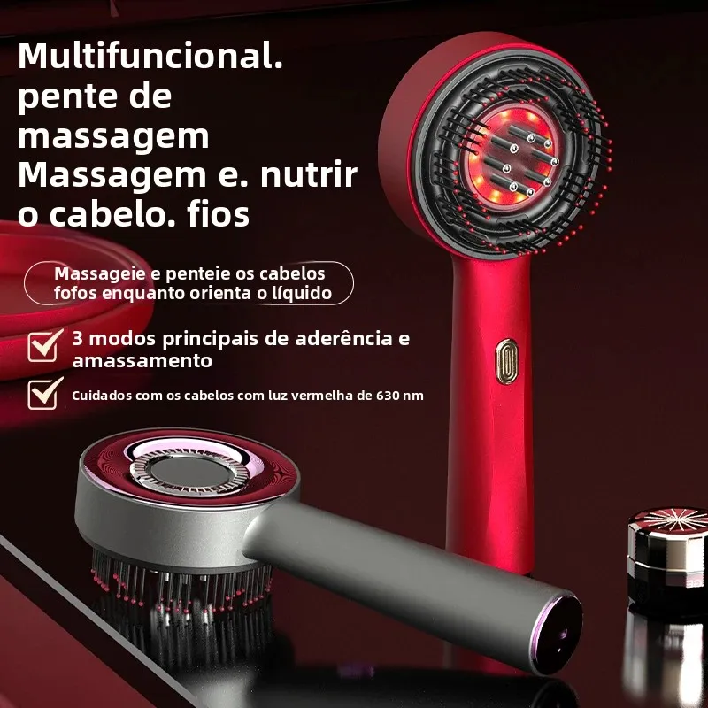 Cabeça elétrica massagem pente medicina do cabelo aplicador de óleo escova de massagem do couro cabeludo 630nm infravermelho luz vermelha crescimento do cabelo pente cuidados com o cabelo