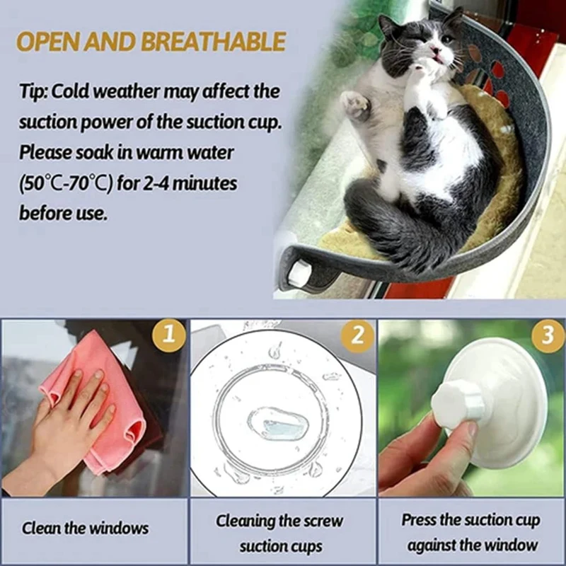 AFBC Cat Window Perch Hammock Litter EVA Cat Nest Window Suction Cups Seat Cat Shelves Sunbath Hammock Bed