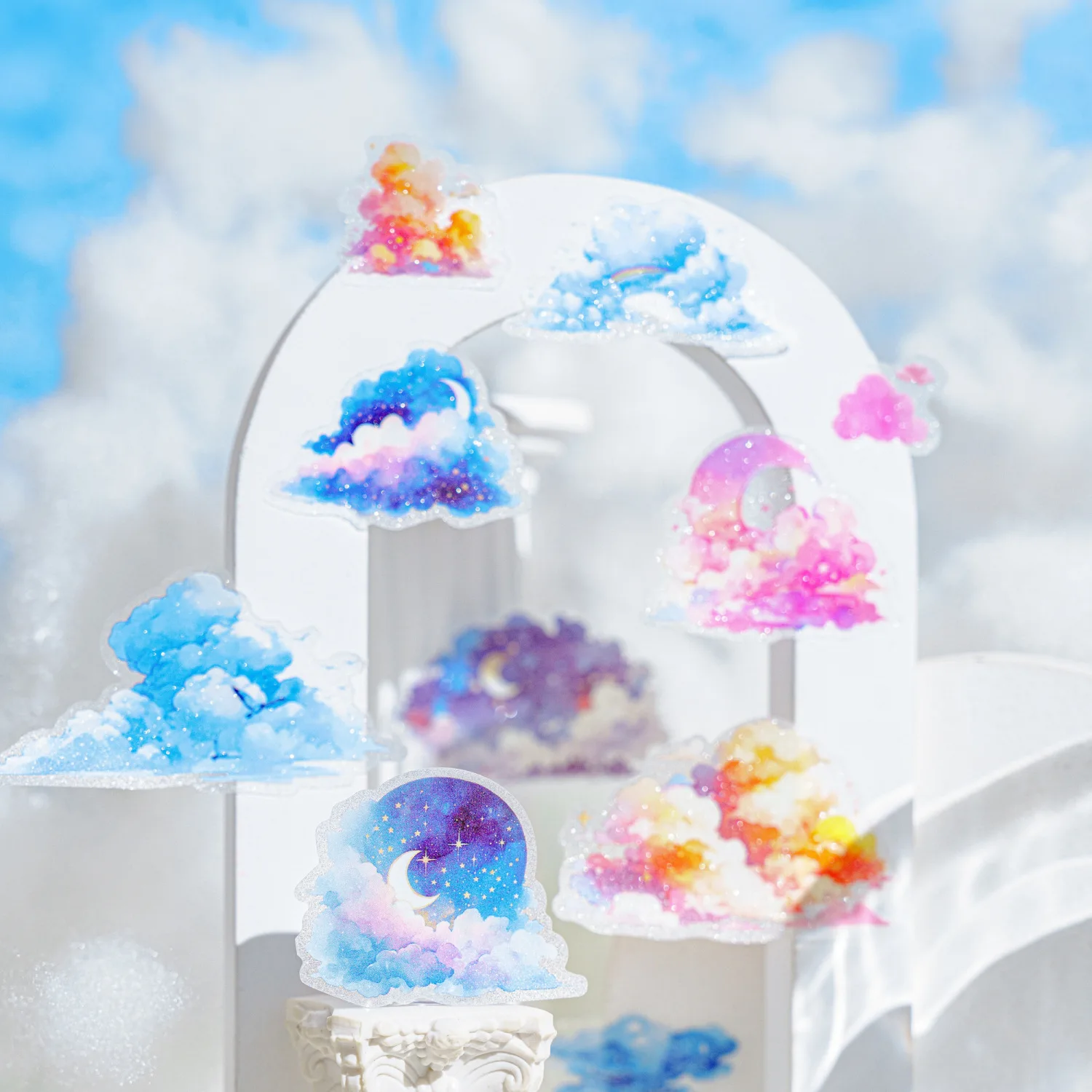 40mm*200cm Sky City Series Dreamy Cloud Landscaping PET Tape Creative DIY Journal Material Collage Stationery