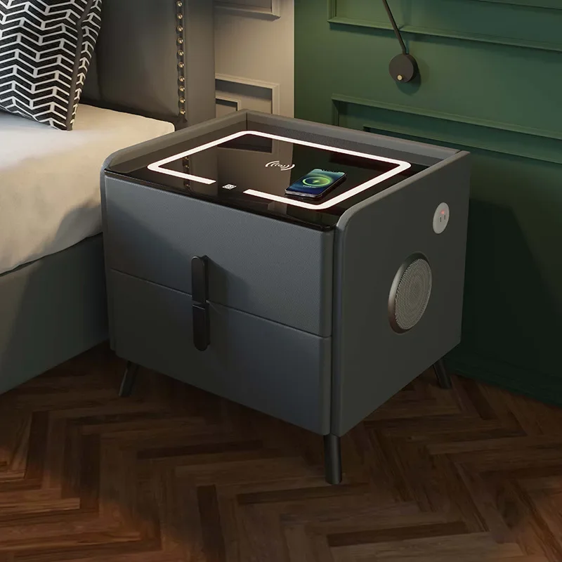 New Internet celebrity multi-function bedside table smart bedside table modern simple wireless charging bedroom light luxury loc