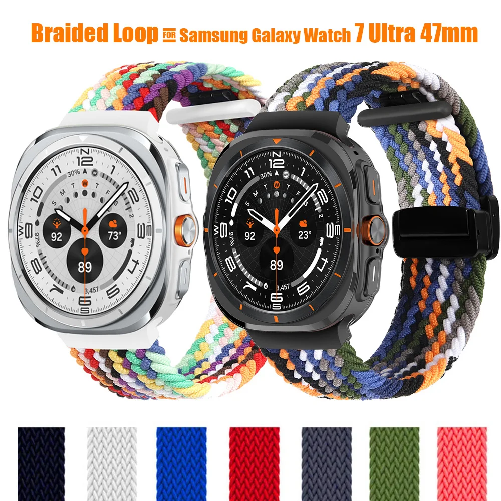 

Braided solo loop Strap For Samsung Galaxy Watch 7 Ultra 47mm Accessories Magnetic Bracelet Correa Galaxy Watch Ultra Band 47mm