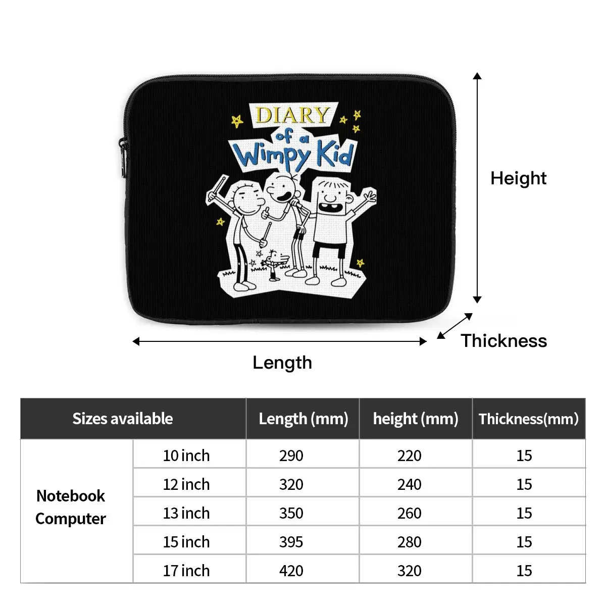 Diary Of A Wimpy Kid Group Case Pouch 10 12 13 15 17 Inch Notebook Sleeve Cover Bag Tablet Shockproof Case Bag
