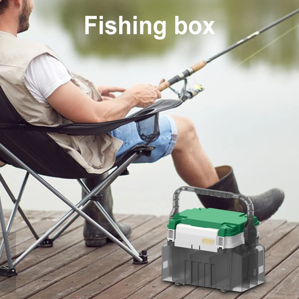 Double Layer Fishing Tackle Box Big Fishing Tool Box Multifunction Rod Holder Cup Holder Storage Box Goods For Fishing Accessory