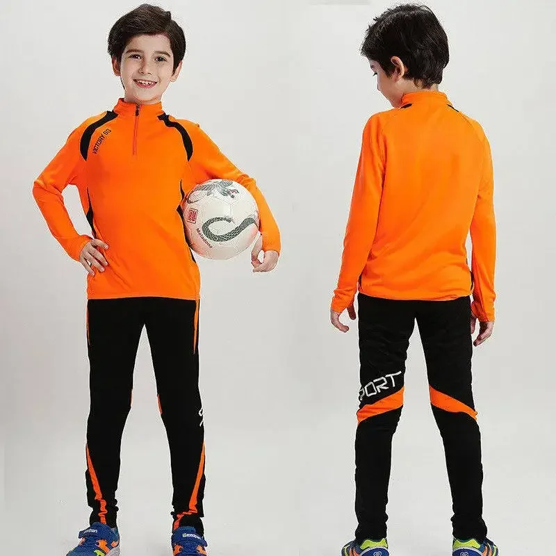 Boy Girl Autumn Running Sweatshirt + Sweatpants Children Kid Basketball Football Thermal Sets Sport Suit Tracksuit Jersey Kit 09