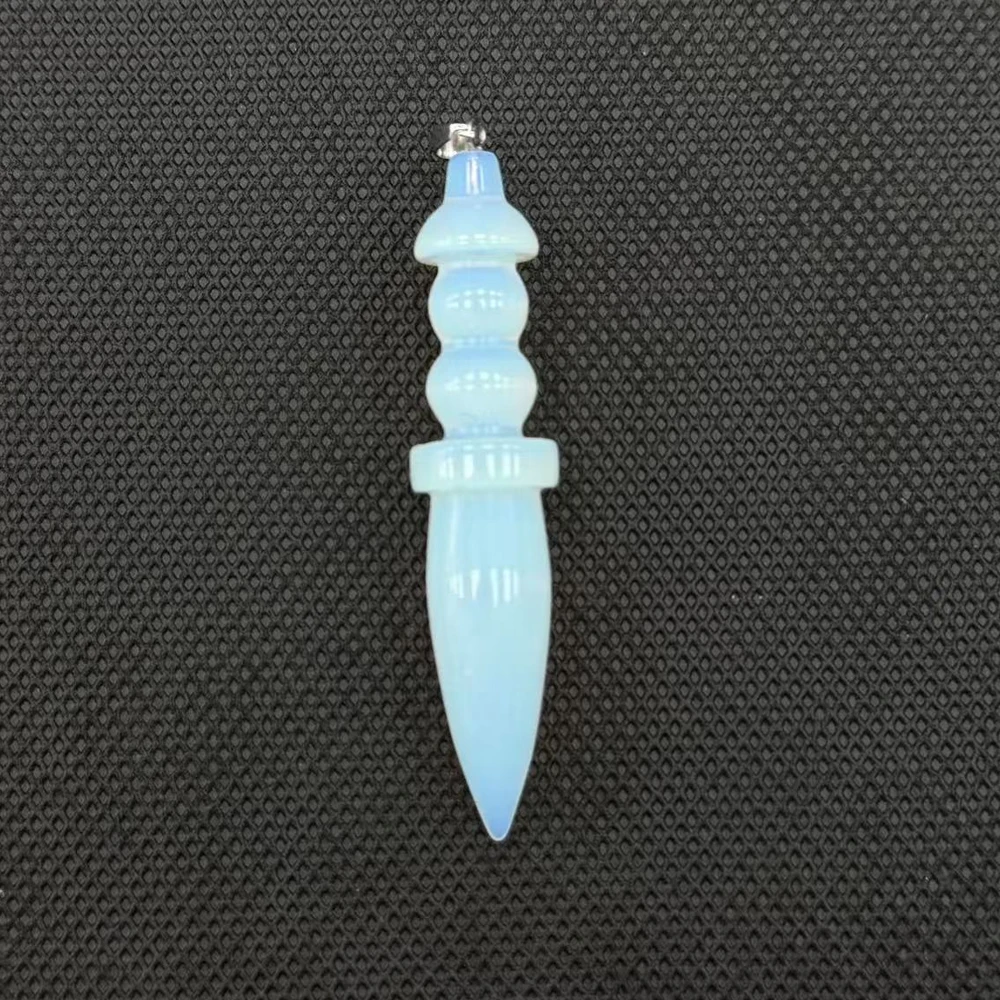 RX34 69*14mm Natural Stone Cone Pendant, Crystal Wand Pendulum for DIY Necklace Jewelry Making Supply