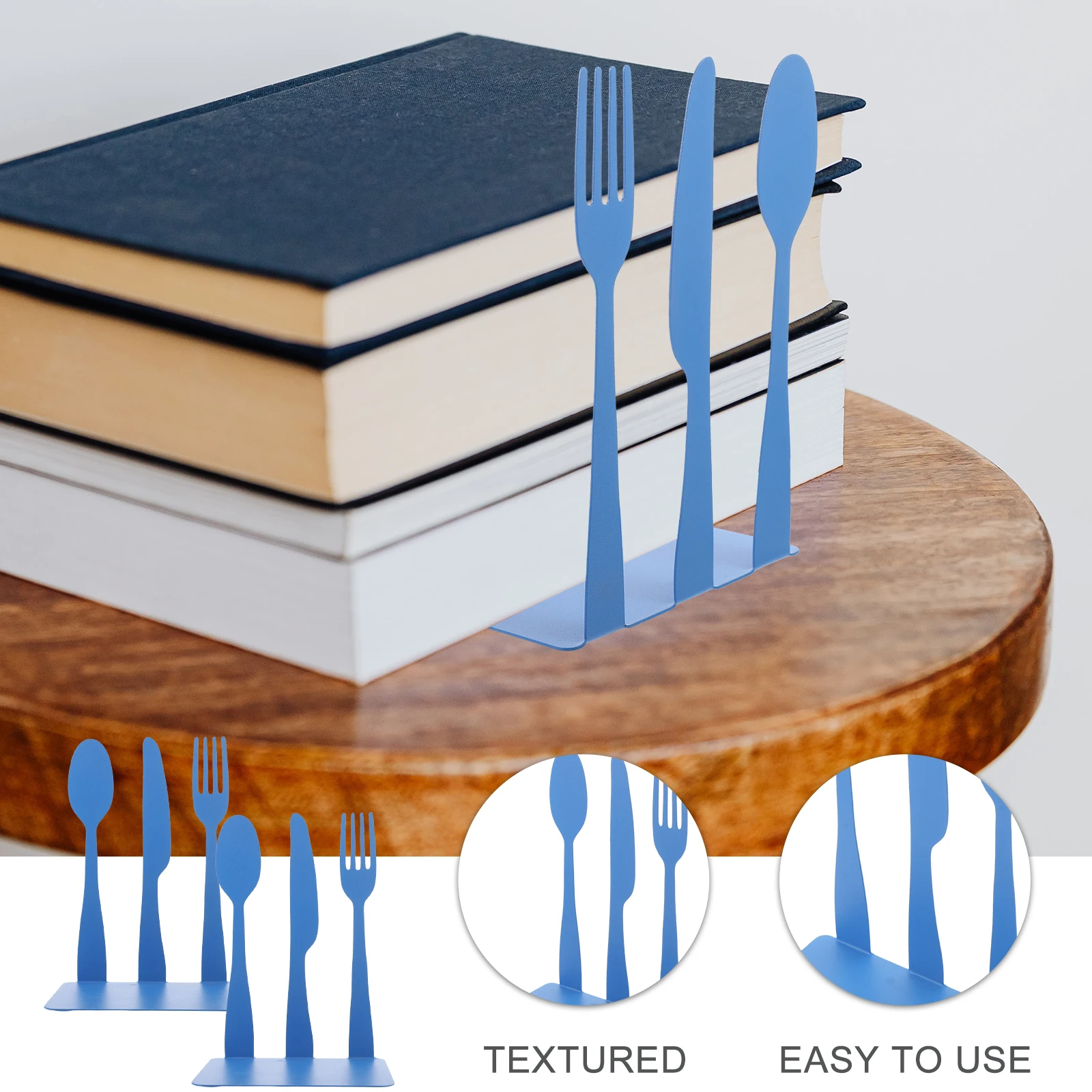 2pcs Decorative Metal Book Stands Iron Desktop Organizers Multi-Function Bookends For Study Office Home Decor