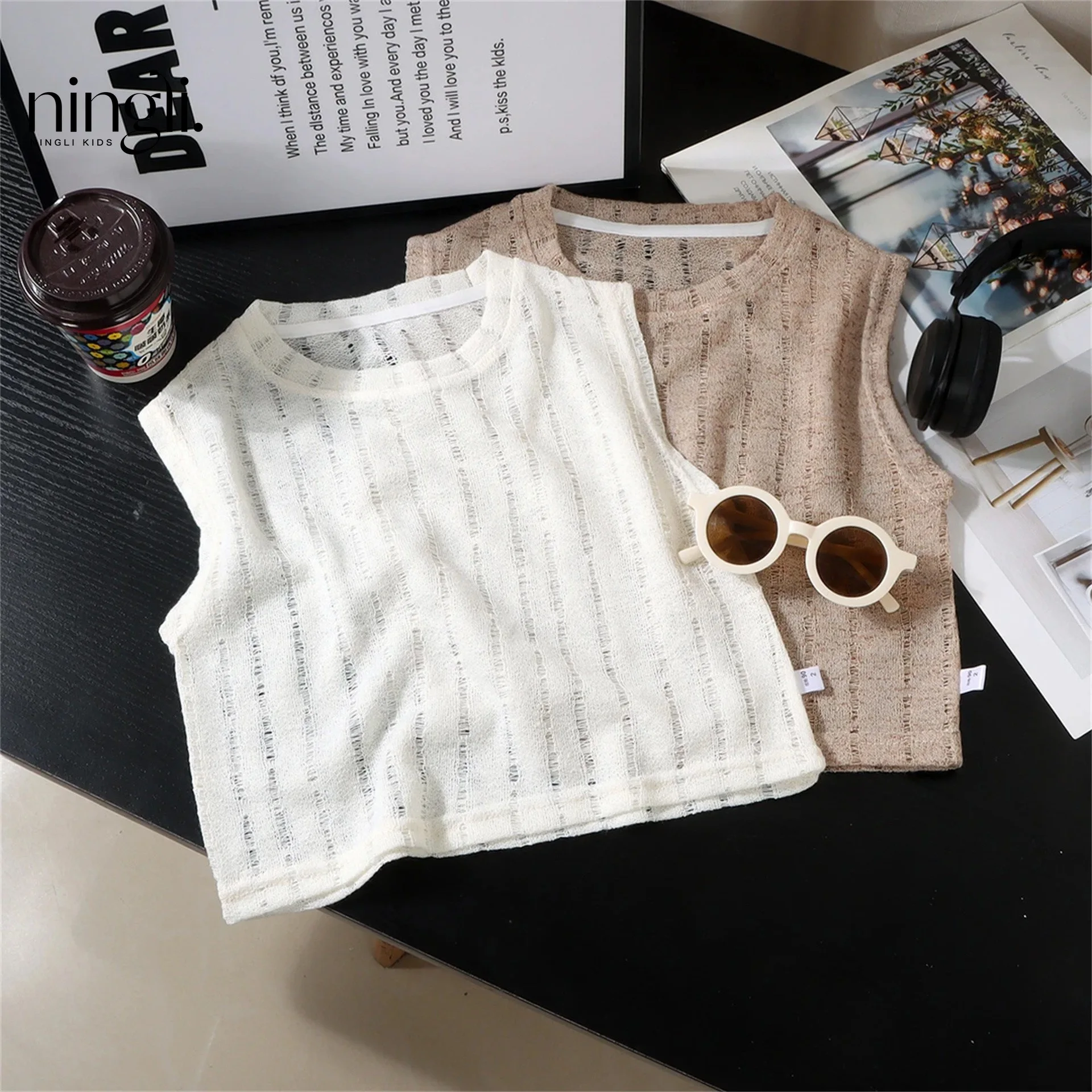 

Children Summer Hollow Out Vest Thin for Boys and Girls Korean Fashion Sleeveless T-shirt Baby Clothes Trend