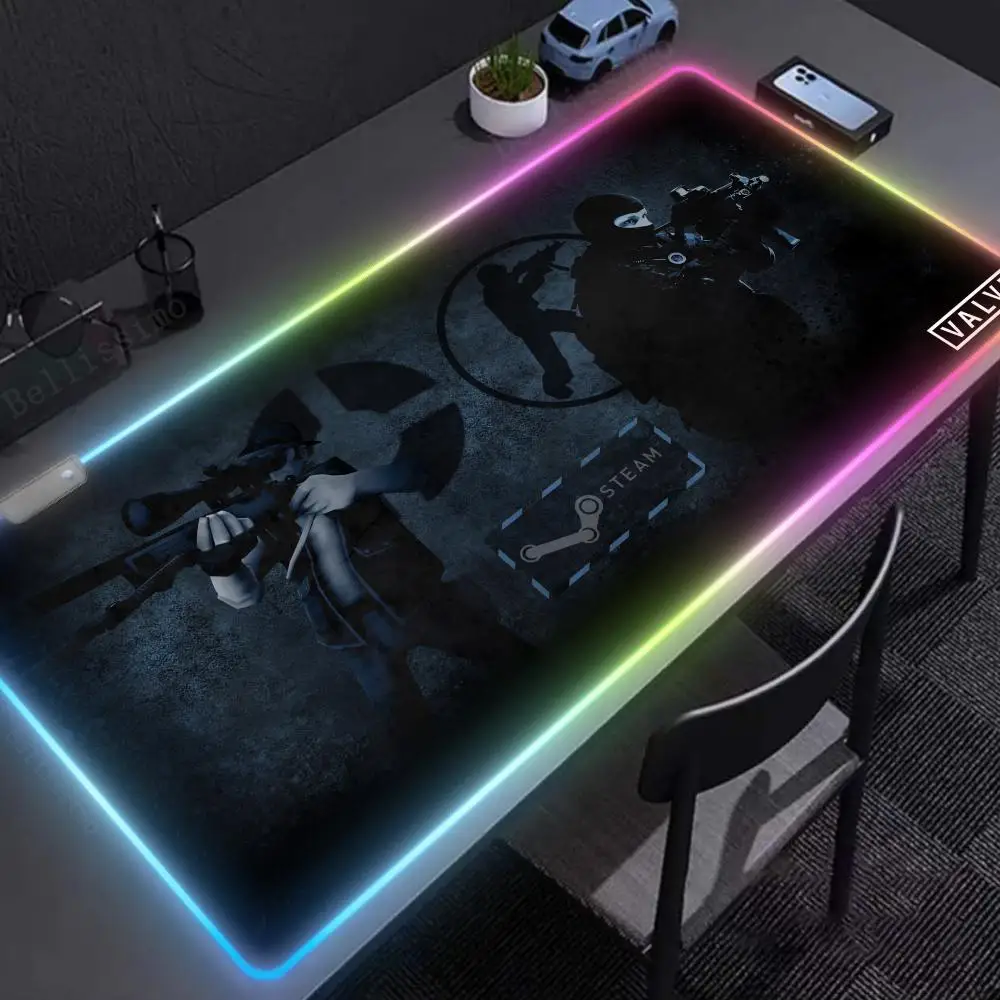 

Mouse Pad Valorant Esports RGB Non-Slip Rubber Kawaii Counter Strike 2 Edge Cute Stuff Anime locking Luminescence