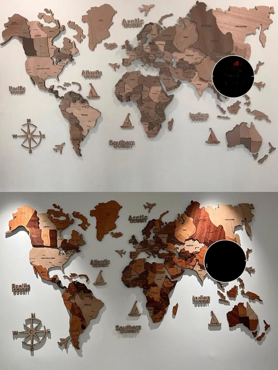 الخشب الصلب خريطة العالم السفر الشمال غرفة المعيشة حائط الخلفية الديكور اللوحات الزخرفية الكبيرة قسم المكتب المدرسة ثلاثية الأبعاد #5