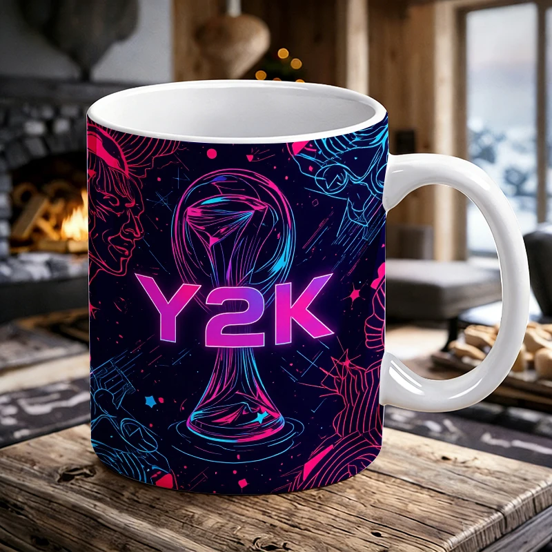 

Vibrant Neon Art Print - Y2K Nostalgia Mug with a bottle opener function of 2026 Major Football Event