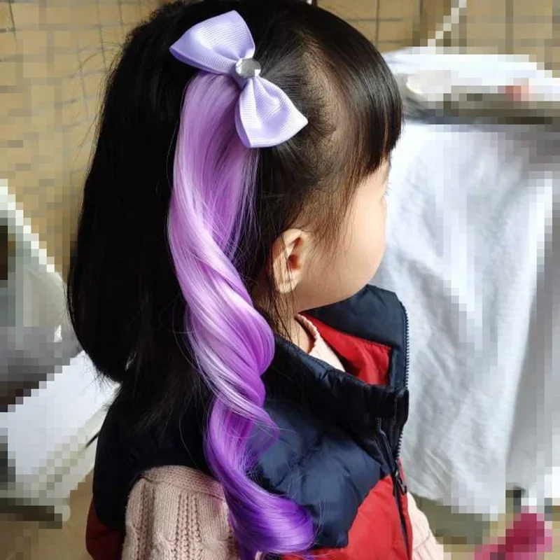 1PC Child Cute Bowknot Crystal Elastic Hair Band Rubber Band Hair Accessories Kids Wig Headband Girls Twist Braid Rope Headdress