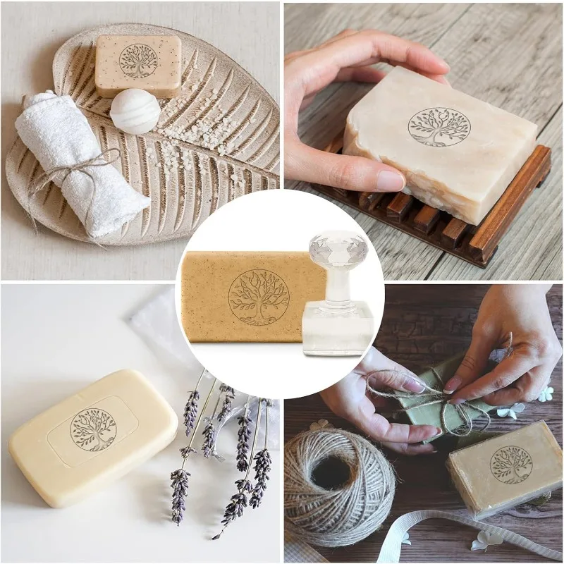 Handmade Soap Stamp Acrylic Soap Stamp Tree of Life with Handle 5.5\