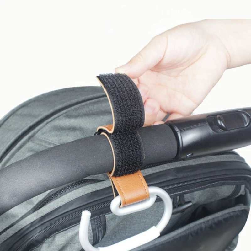 Baby Stroller Hooks Solid Color PU Leather Hanging Hook Heavy Duty Kids Cart Organizer Stroller Accessories Bicycle Accessories image 4