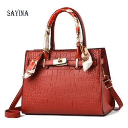 Leather Women Messenger Bags Crocodile Female Crossbody Shoulder Hand Bags for Women 2024 High Quality Ladies Simple Handbags