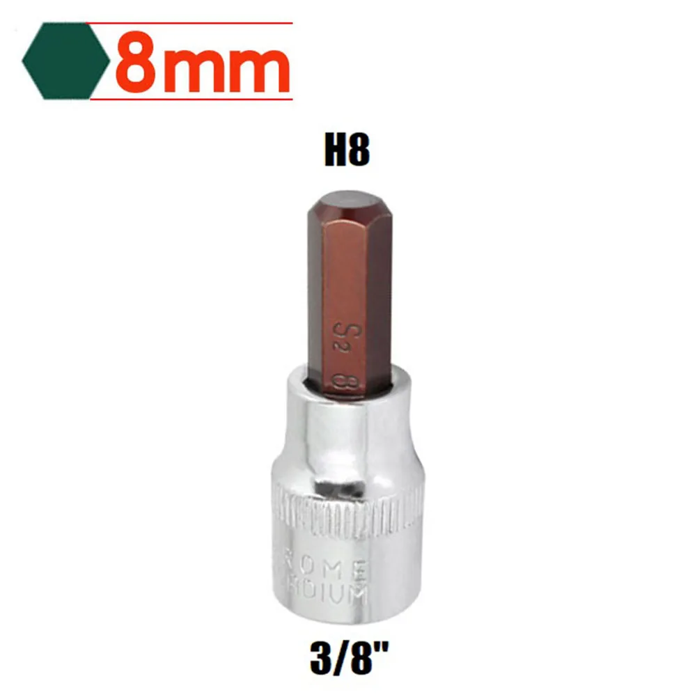 1 Uds. Llave de tubo de accionamiento cuadrado 3/8 puntas de destornillador hexagonal H3 H4 H5 H6 H8 H10 llave de trinquete hexagonal herramienta de