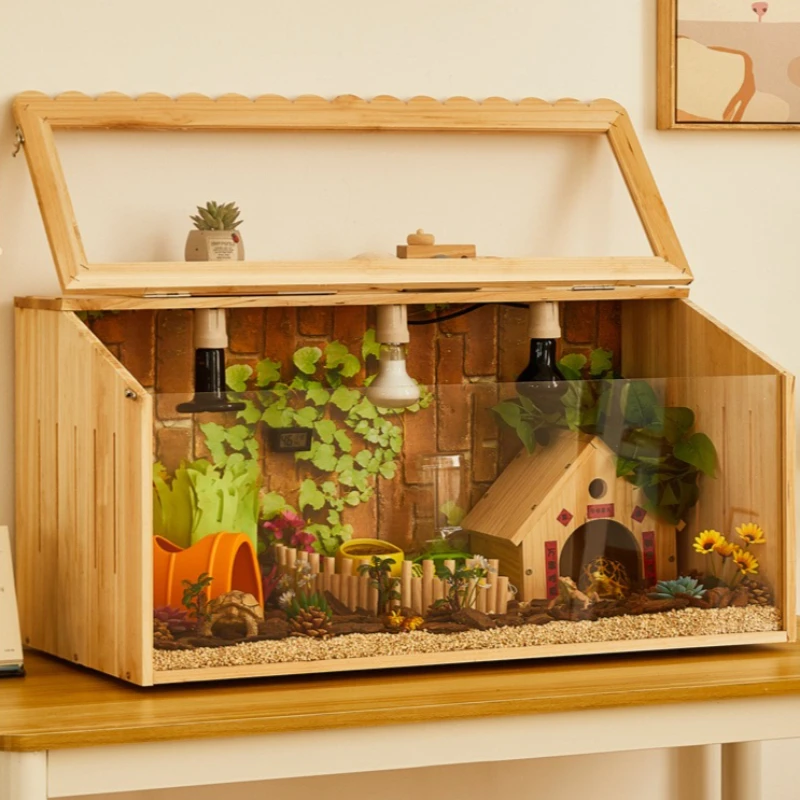 Wooden Acrylic Reptile Breeding Box Ventilate Terrarium For Lizard Snake Chameleon Hedgehog