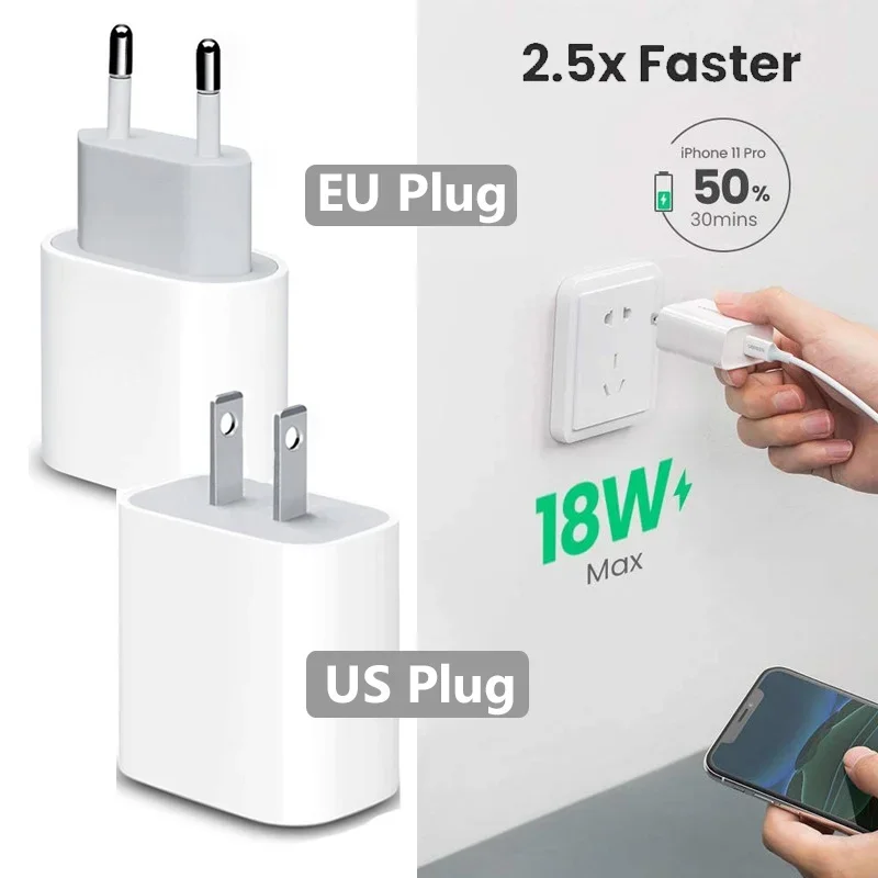 20W USB C Phone Charger PD Type C Cable Fast Charger Mobile Phone Charger for iPhone 15 16 Pro Max iPad Samsung Oppo EU/US Plug image 5